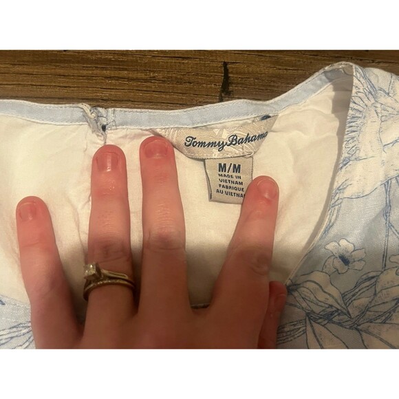 Tommy Bahama Short-sleeve Linen Shift Dress with A Tropical Print-Size M - Picture 6 of 10